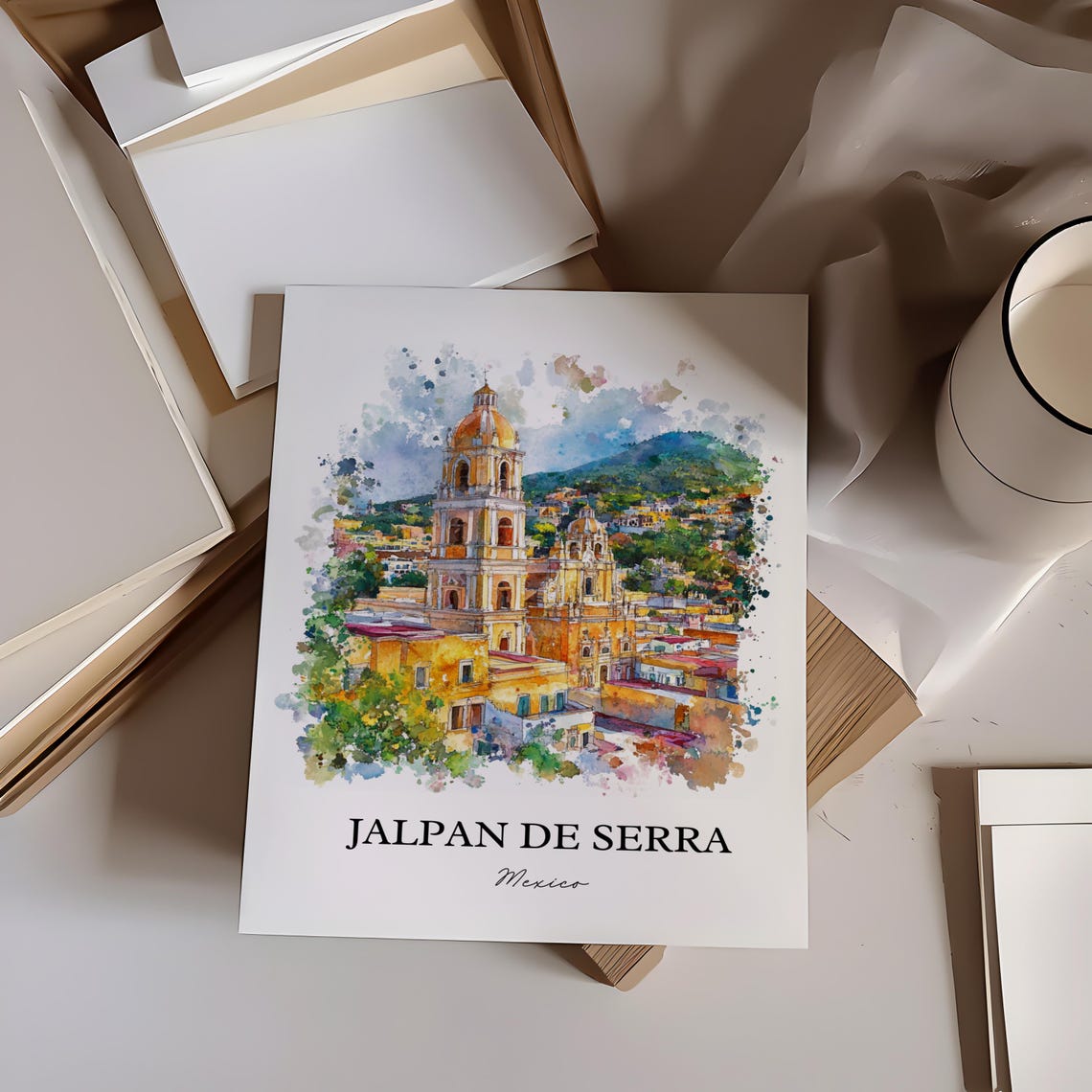 Jalpan De Serra Wall Art Quertaro Print Mexico Watercolor Gift Travel Poster Housewarming - Image 3
