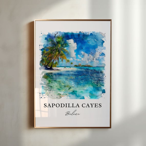 Sapodilla Cayes Art Sapodilla Belize Print Sapodilla Cayes Belize Watercolor Belize Gift Travel Print Travel Poster Housewarming Gift