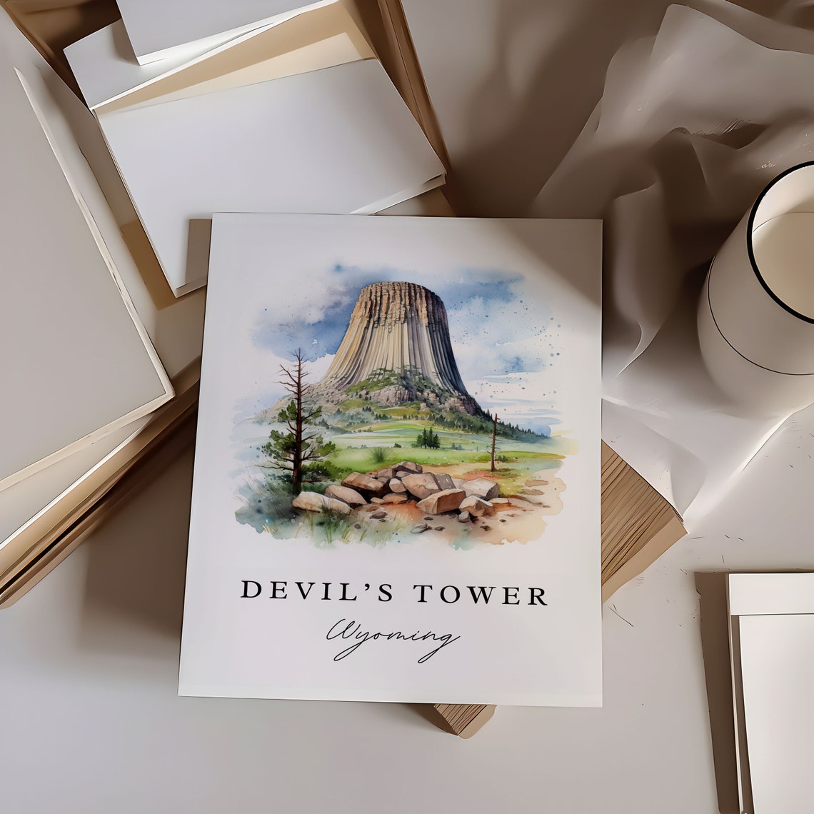 Devil's Tower Wyoming National Monument Towering Iconic Butte Poster - Image 6