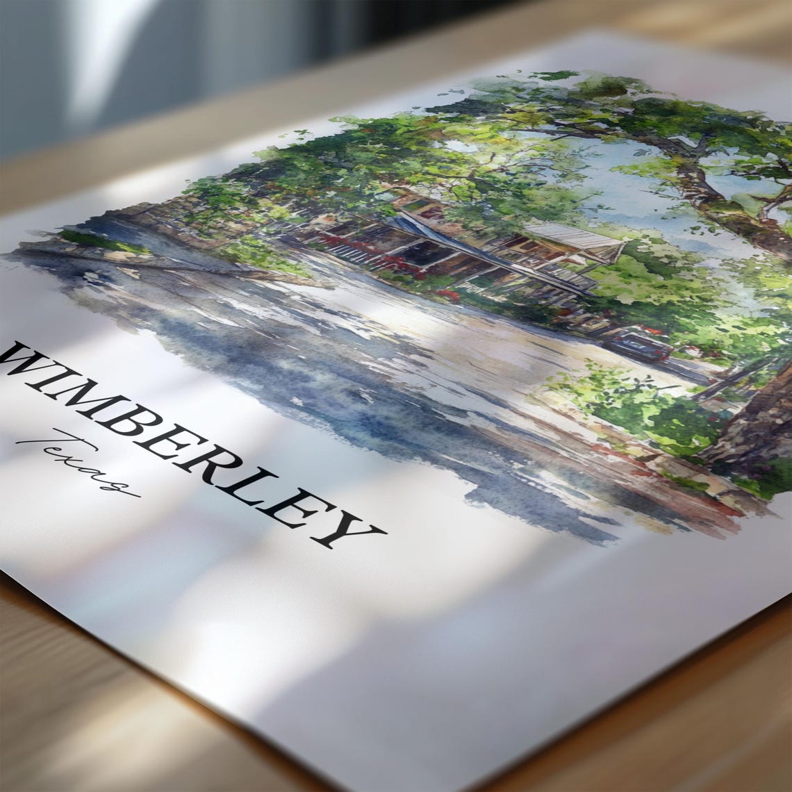 Wimberley Texas Oak Lined Road Watercolor Travel Gift Poster - Image 6