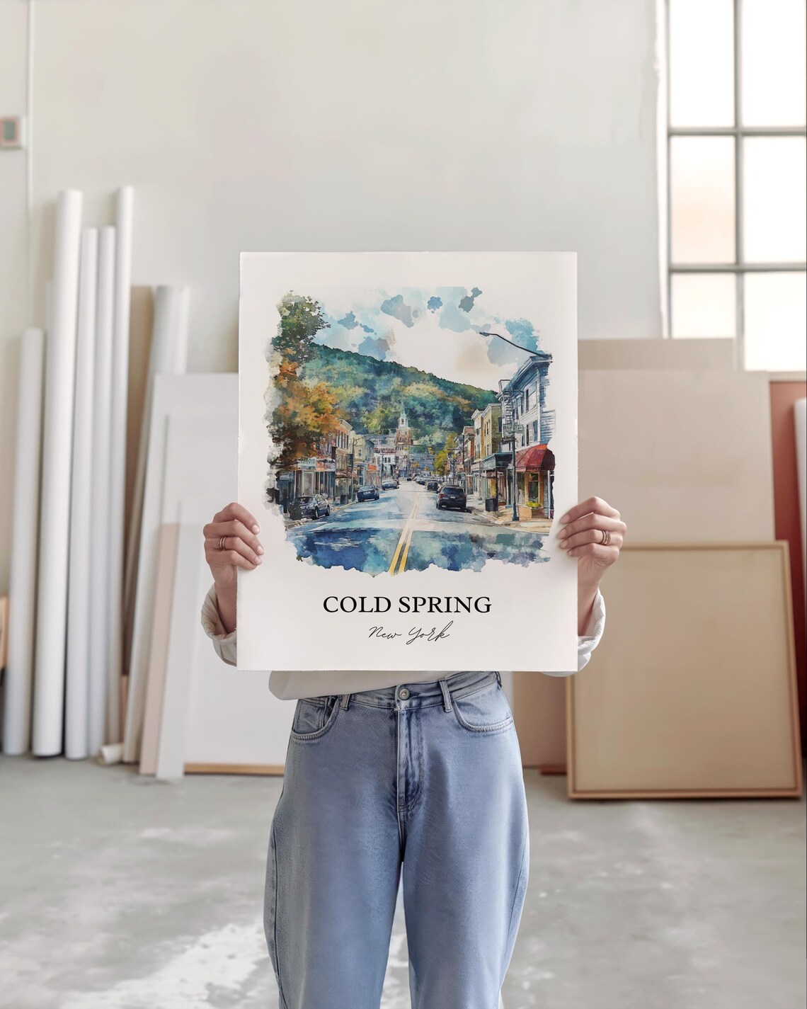 Cold Spring New York Main Street Village Watercolor Travel Poster - Image 4