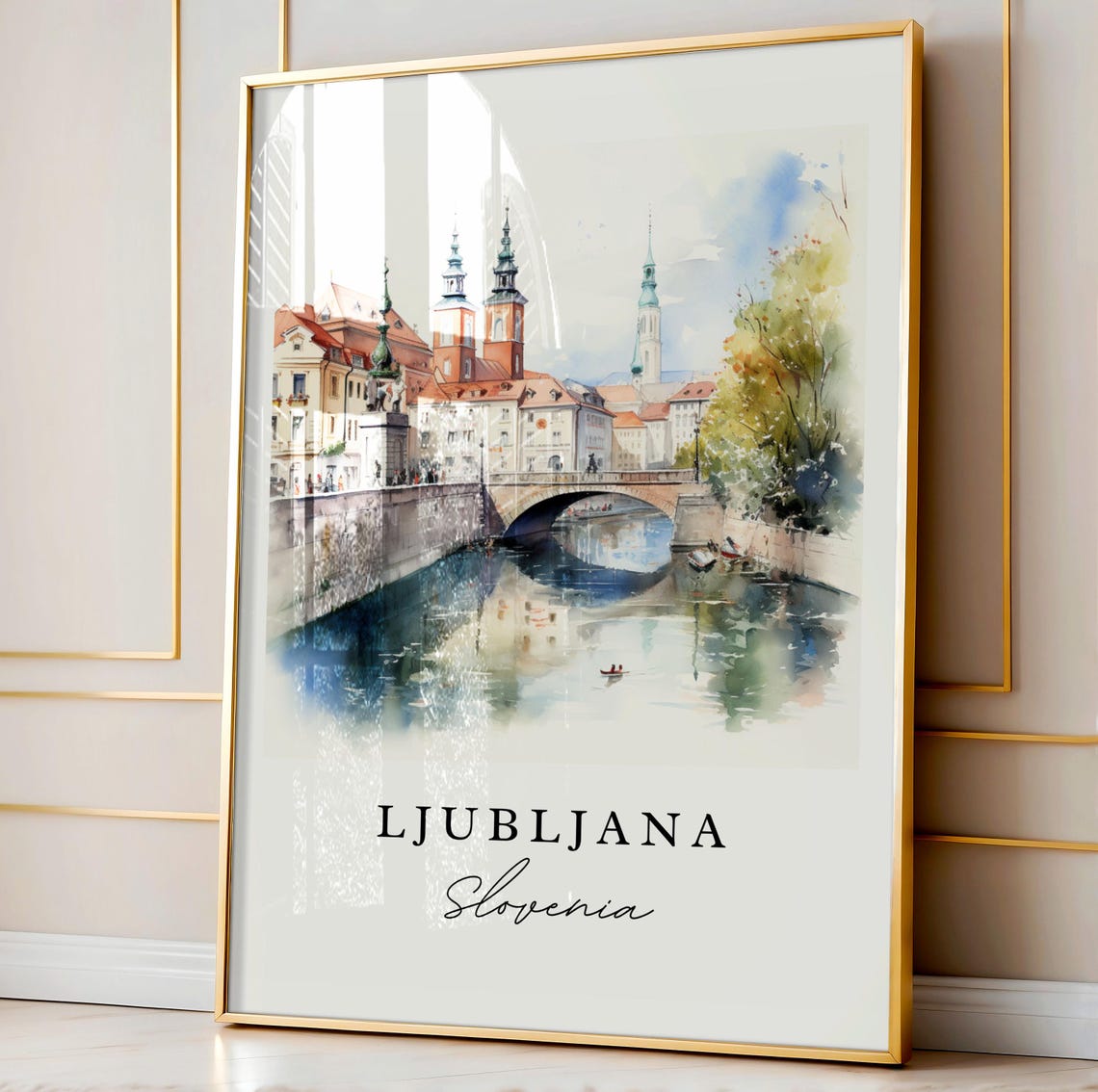 Ljubljana Watercolor Travel Poster, Slovenia Art Print - Image 3