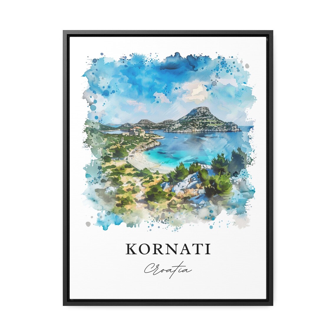Kornati Croatia Island Coves Watercolor Seascape Travel Poster - Image 3