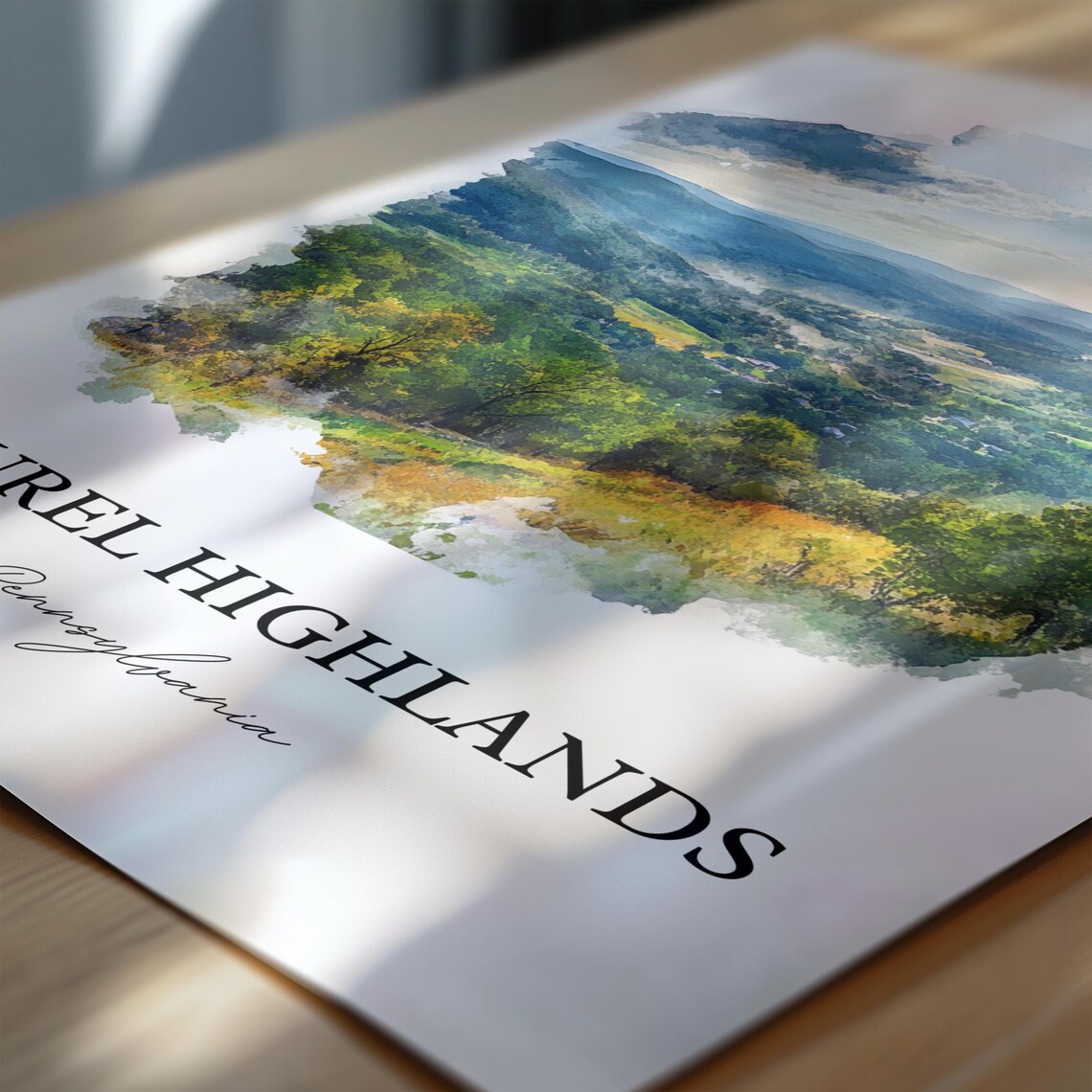 Laurel Highlands Pennsylvania Watercolor Mountain Valley Poster - Image 6