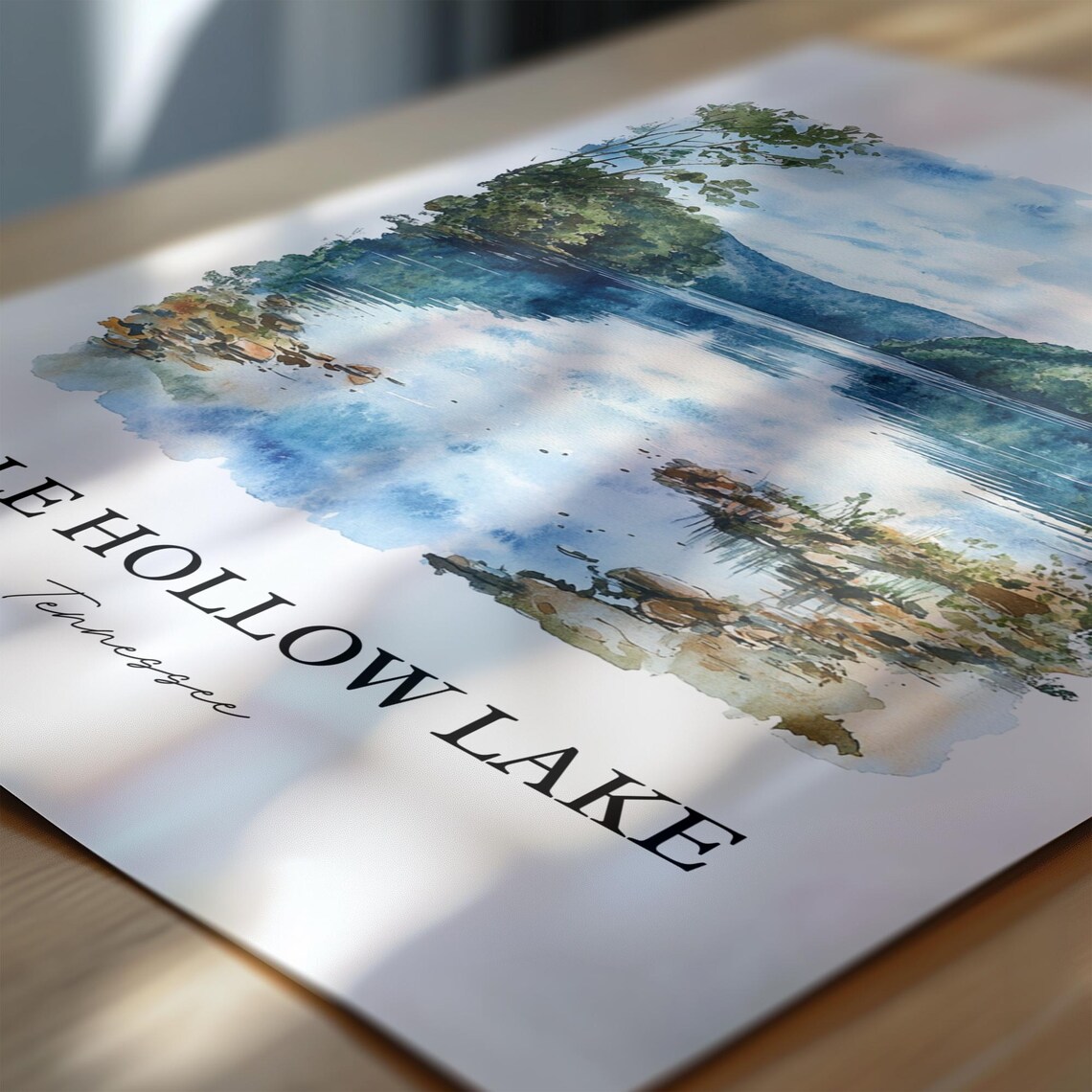 Dale Hollow Lake Tennessee Scenic Calm Cove Watercolor Poster - Image 6