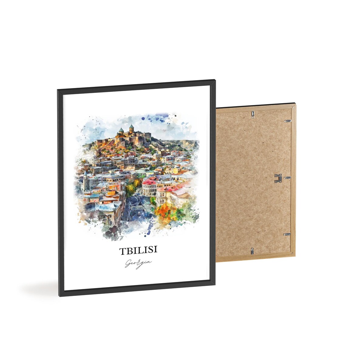 Tbilisi Georgia Fortress Hill Old Town Watercolor Travel Poster - Image 2
