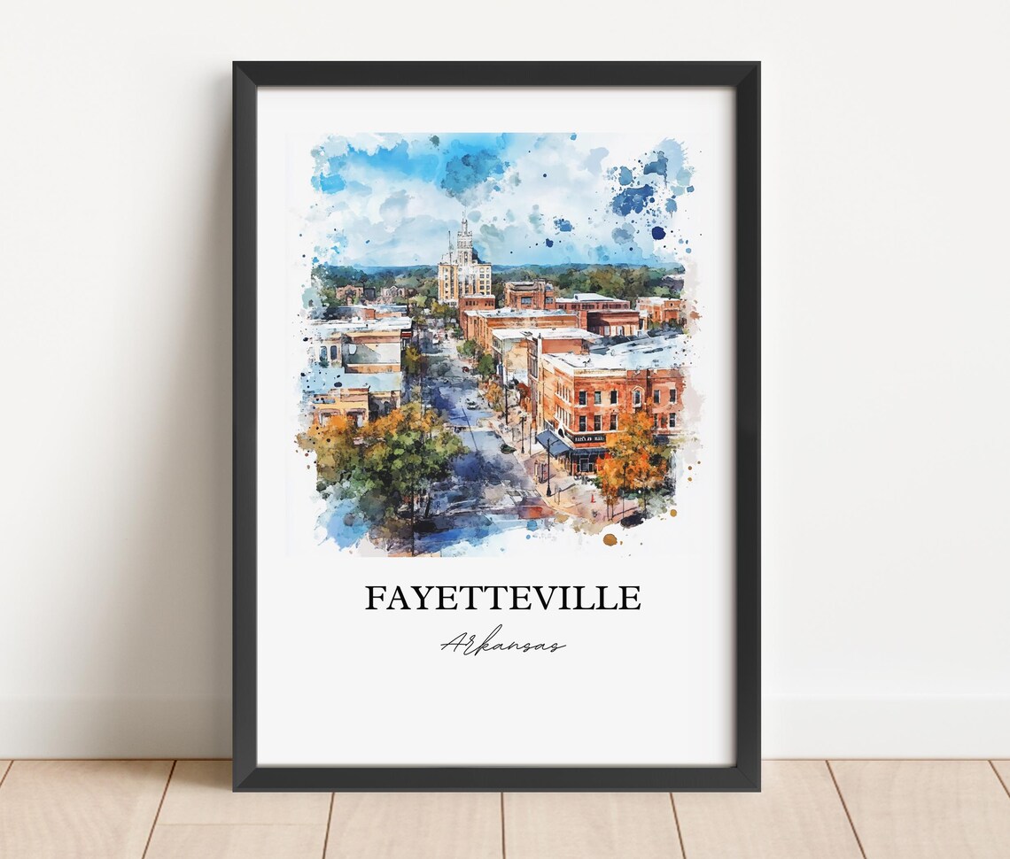 Fayetteville Arkansas Watercolor Travel Poster - Image 4
