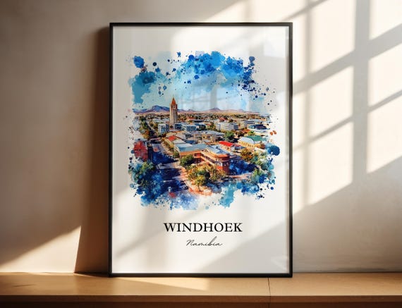 Windhoek Wall Art Namibia Print Watercolor Gift Travel Poster Housewarming