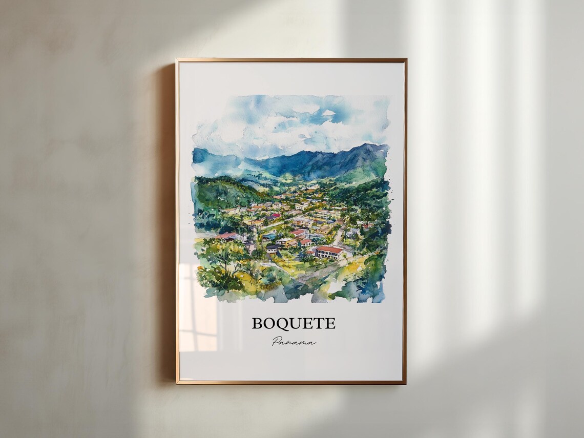 Boquete Panama Chiriqui Mountain Valley Town Watercolor Poster - Image 5