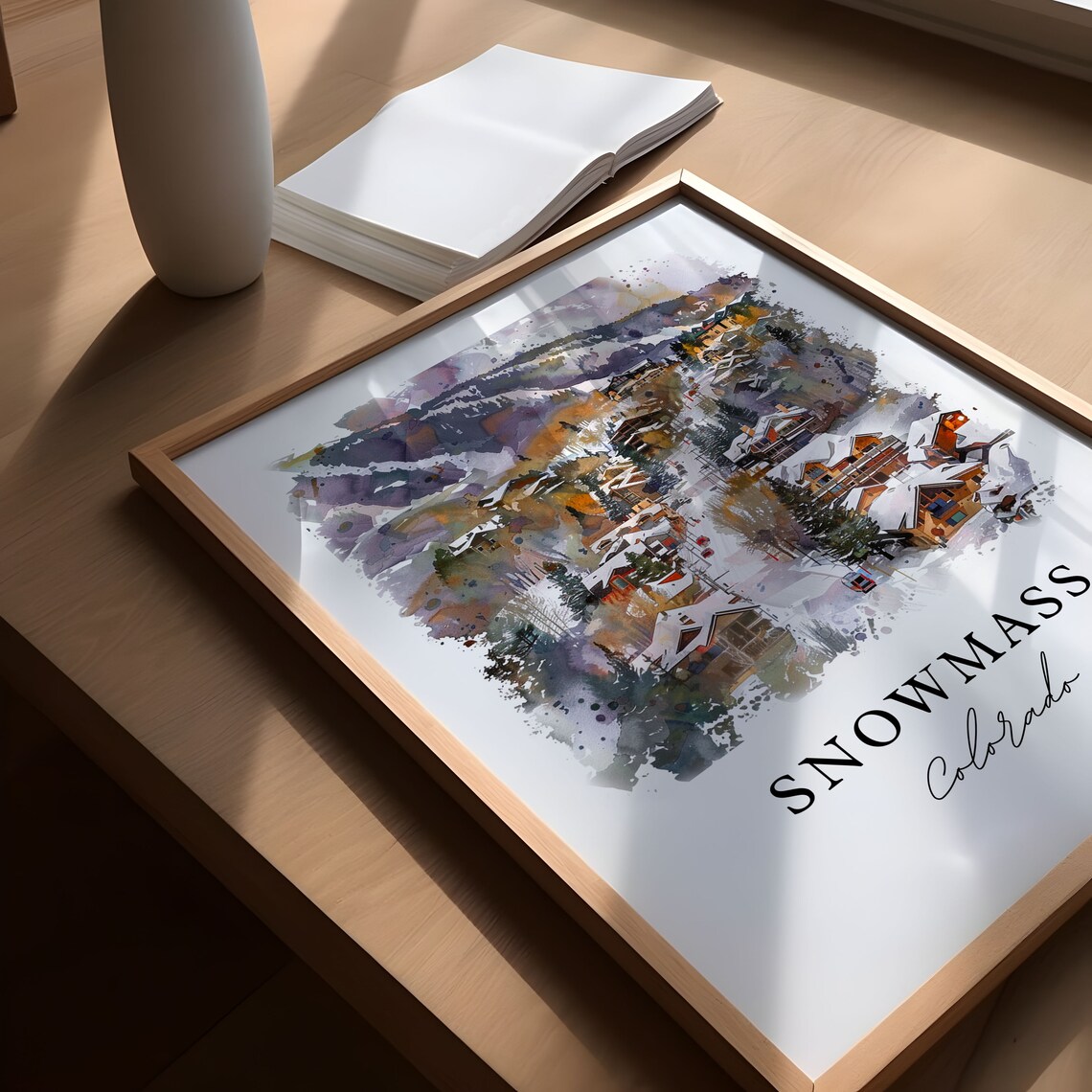 Snowmass Colorado Travel Poster, Watercolor Print - Image 5