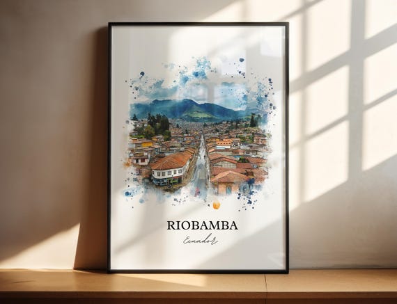 Riobamba Ecuador Wall Art Chimborazo Print Watercolor Gift Travel Poster Housewarming