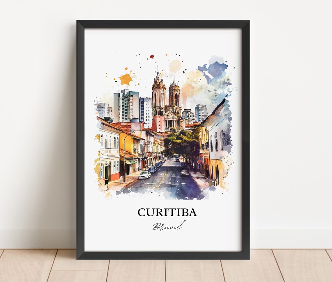 Curitiba Wall Art Print Brazil Watercolor Gift Travel Poster Housewarming - Image 5