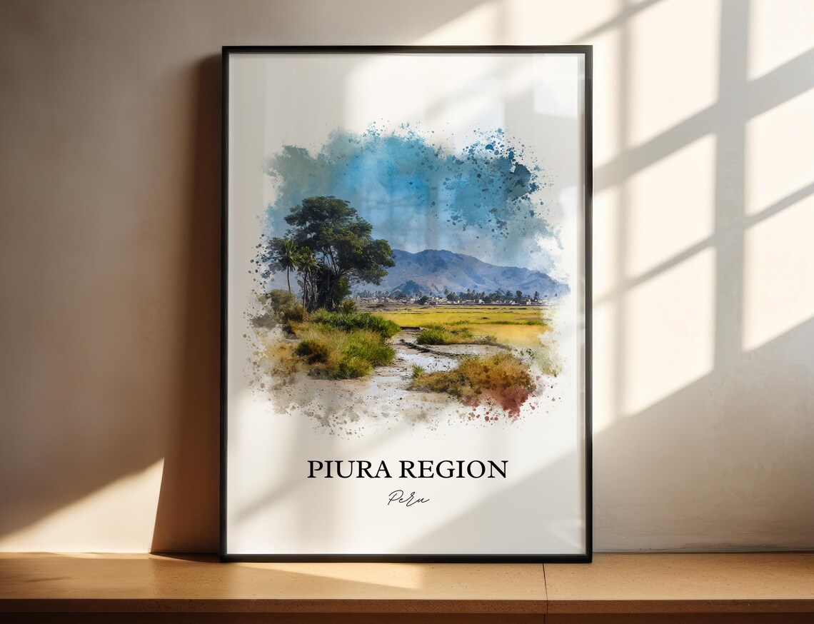 Piura Region Peru Watercolor Rural Landscape Travel Poster Art