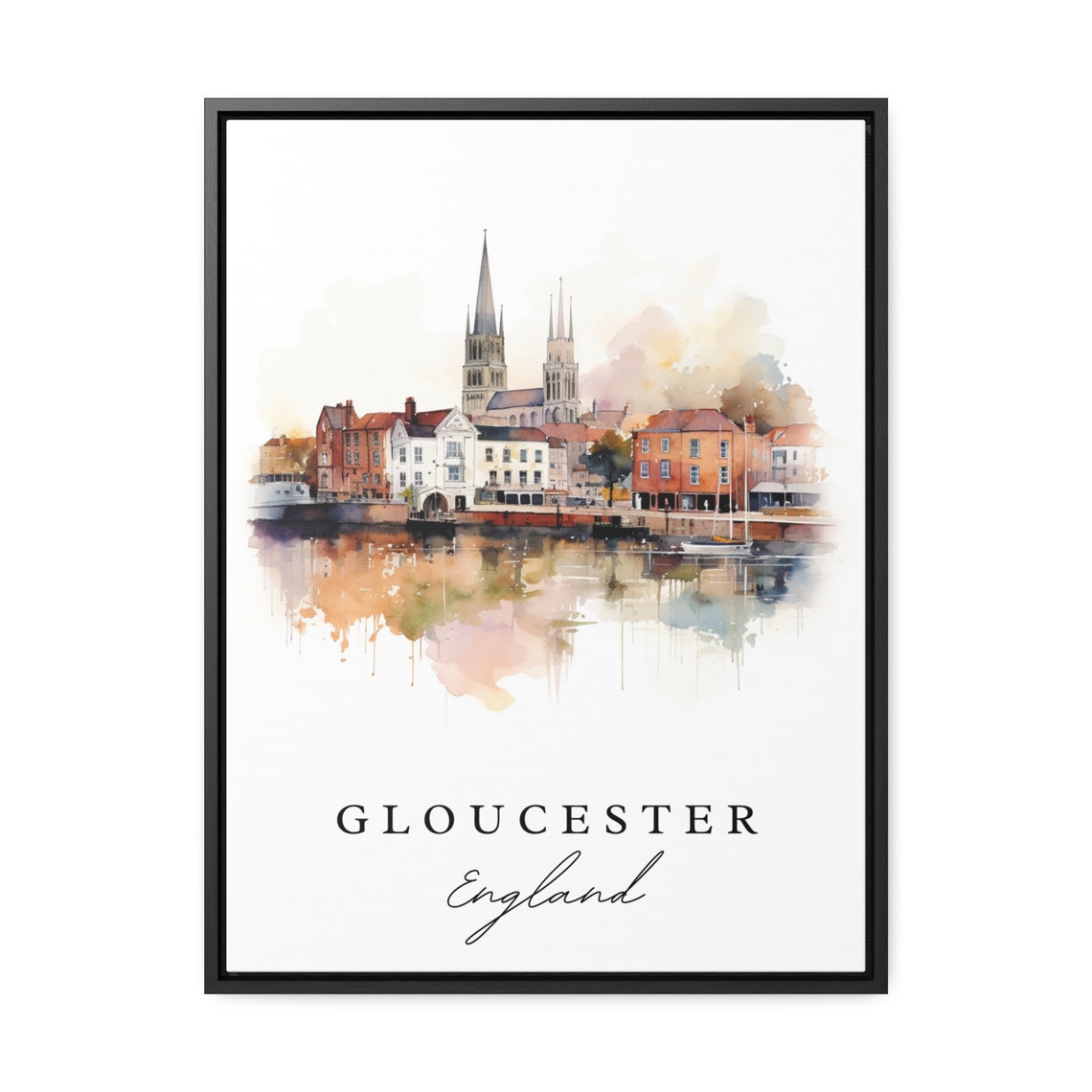 Gloucester England Travel Poster, Custom Text - Image 2