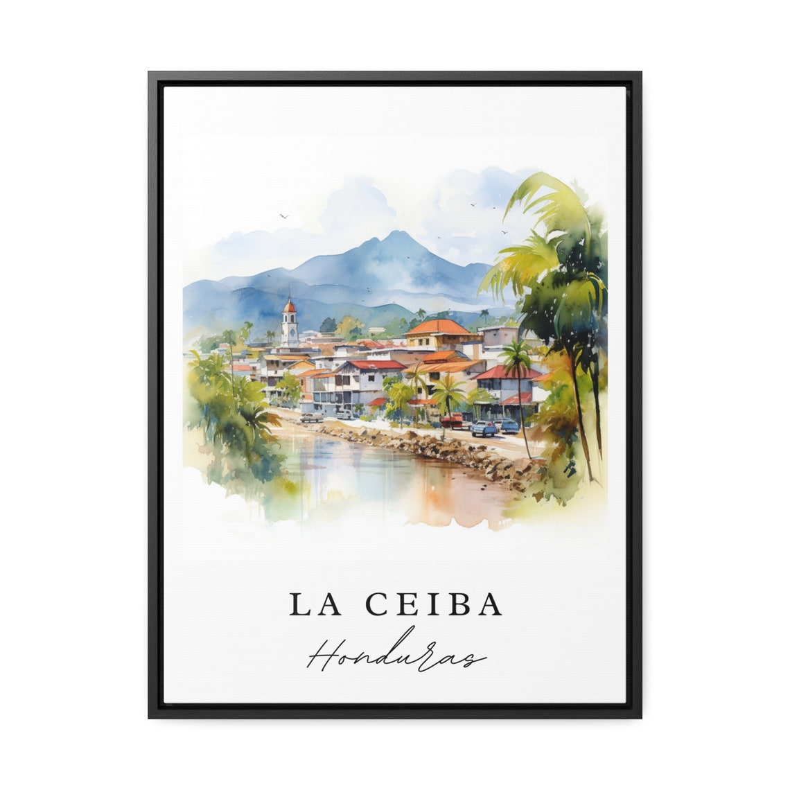 La Ceiba Traditional Travel Art Honduras Poster Wedding Gift Birthday Present Custom Text Personalized - Image 2