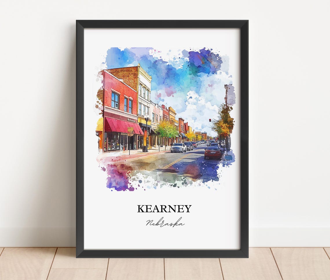 Kearney Nebraska Wall Art Buffalo County Ne Print Watercolor Gift Travel Poster Housewarming - Image 5