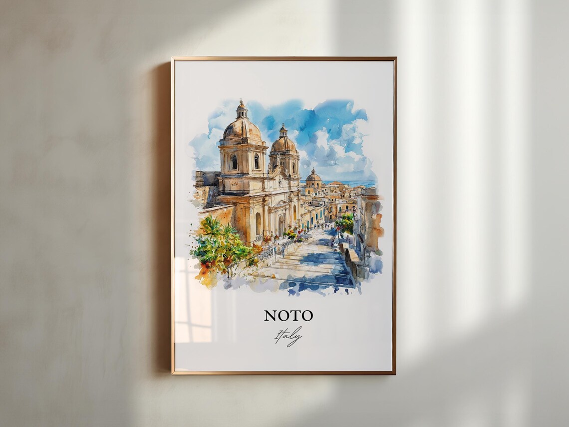 Noto Sicily Baroque Cathedral Twin Domes Italy Travel Poster - Image 5