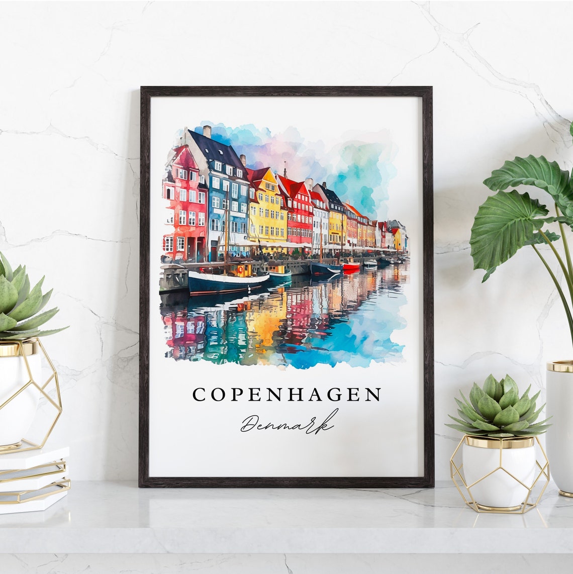 Copenhagen Travel Poster, Denmark Custom Text