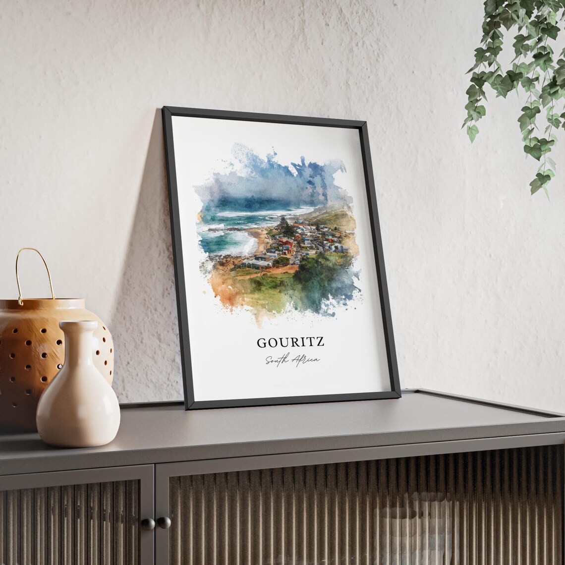 Gouritz South Africa Watercolor Coastal Town Beach View Poster - Image 2