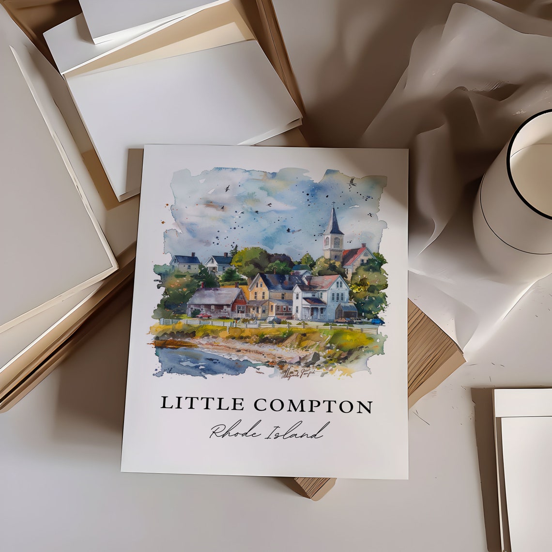 Little Compton Rhode Island Coastal Village Watercolor Seaside Poster - Image 6