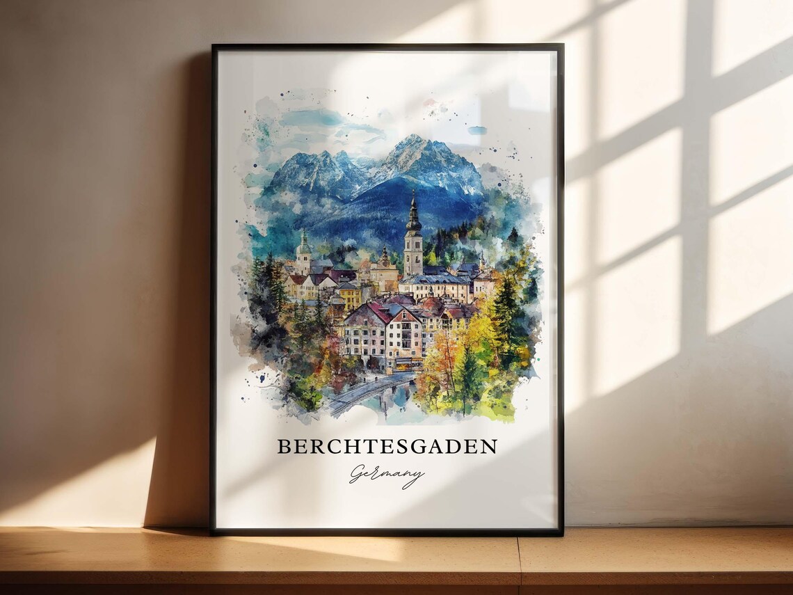Berchtesgaden Watercolor Art Print, Bavarian Alps - Image 4