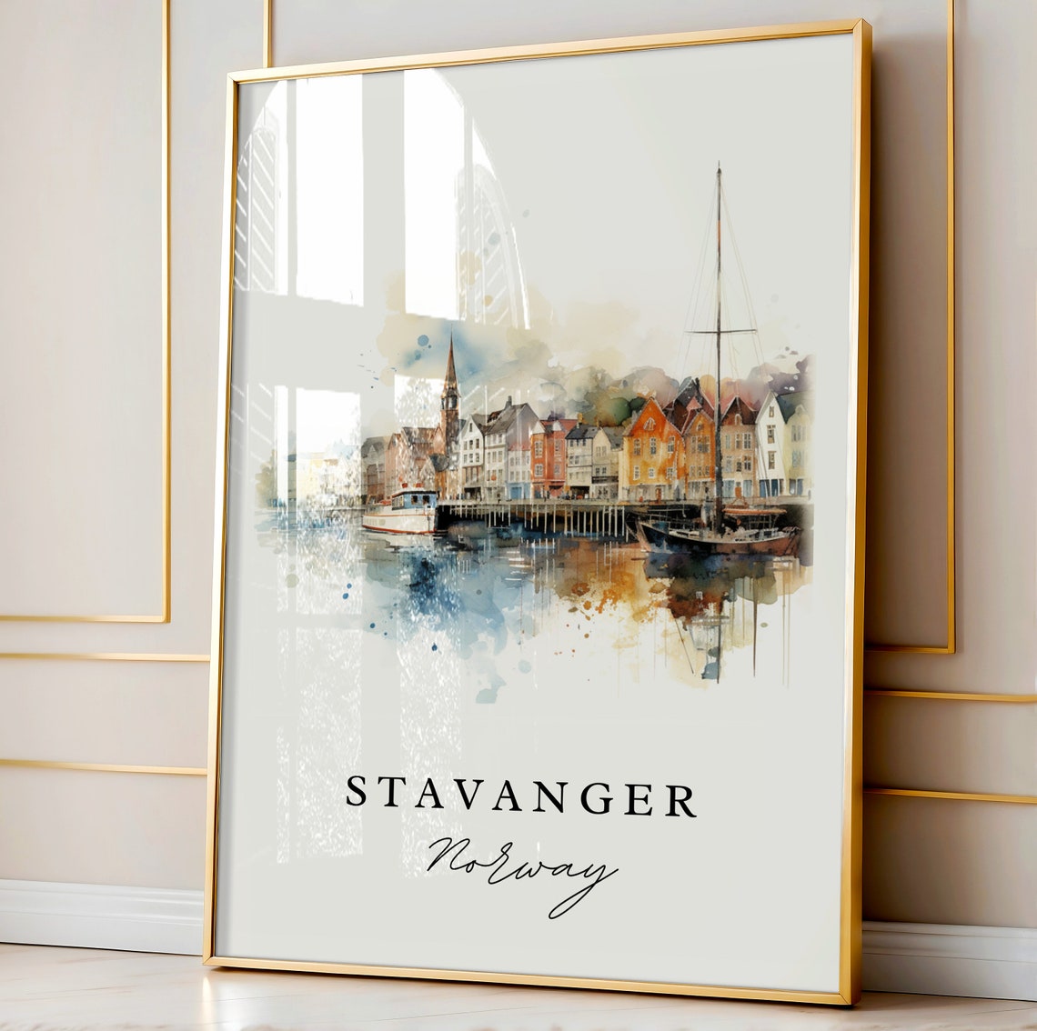 Stavanger Norway Travel Poster, Custom Text - Image 4
