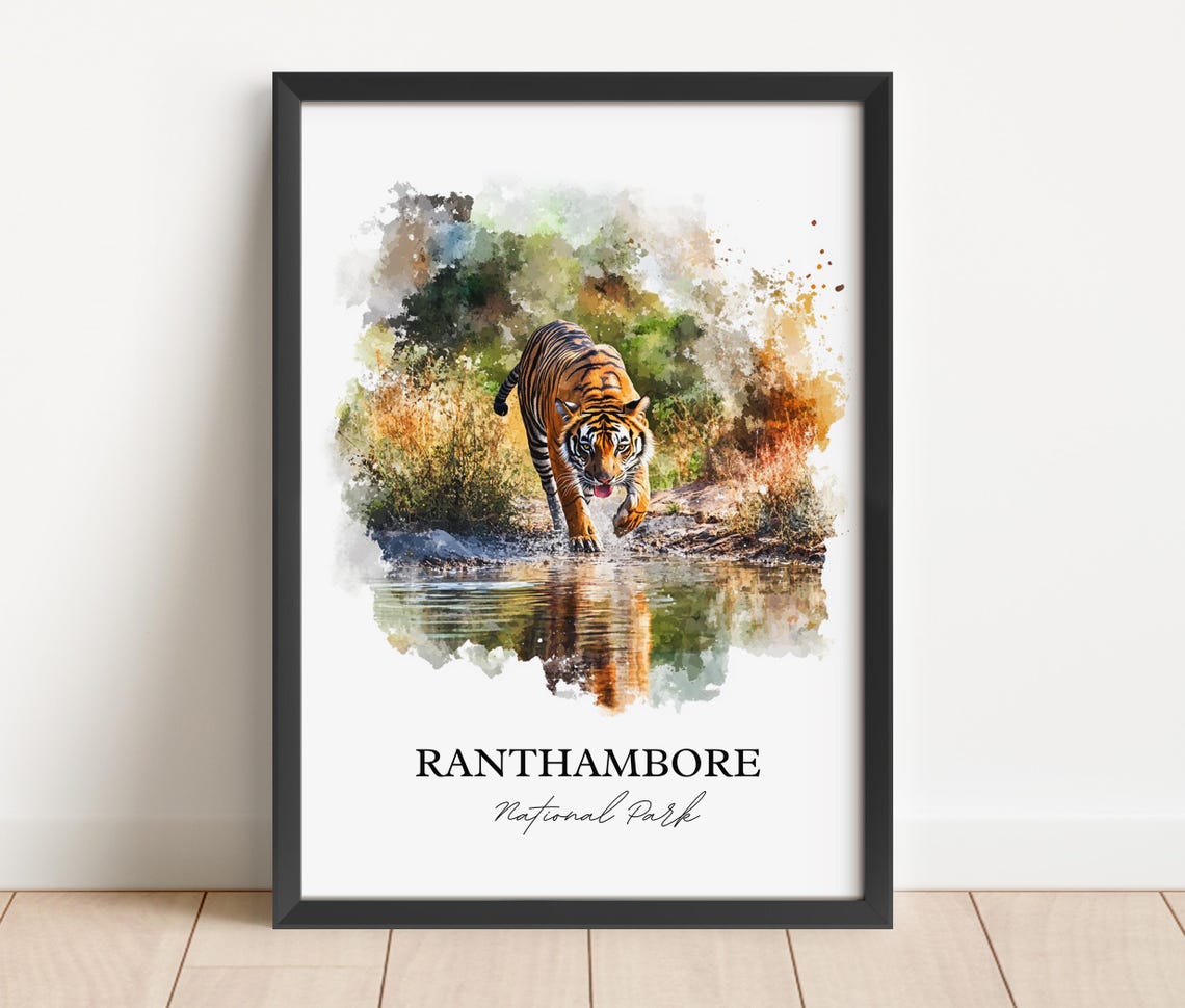 Ranthambore Tiger India Wildlife Watercolor National Park Poster - Image 2