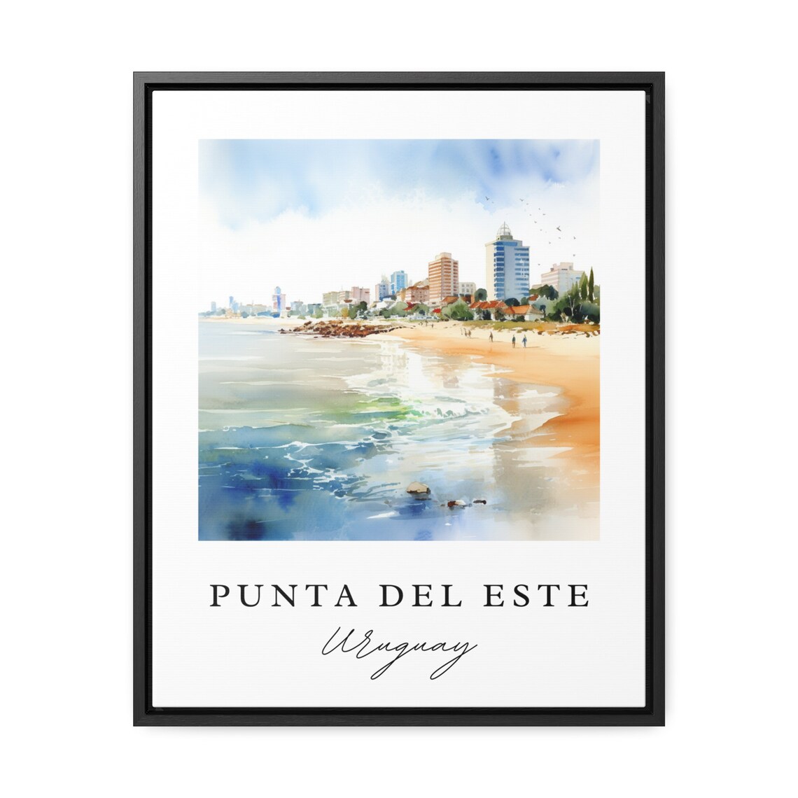 Punta Del Este Uruguay Beach Skyline Watercolor Travel Poster - Image 2