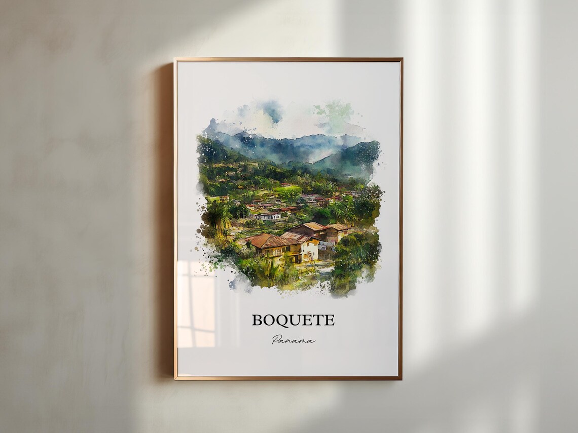 Boquete Panama Watercolor Green Valley Village Mountain Poster - Image 5