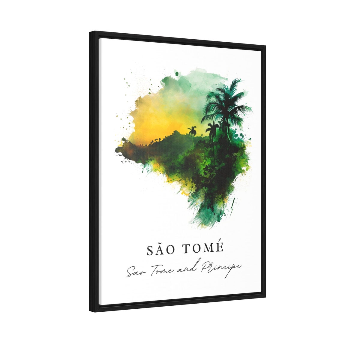 Sao Tome And Principe Palm Island Watercolor Tropical Poster - Image 2