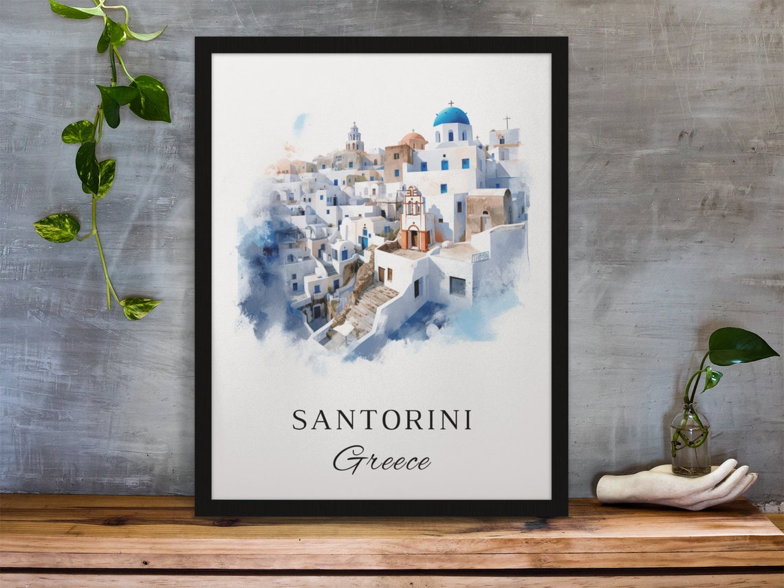 Santorini Greece Travel Poster, Custom Text - Image 3