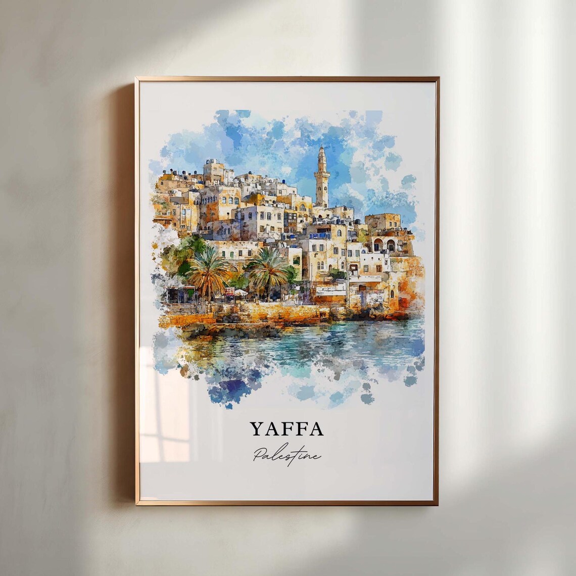Yaffa, Palestine Watercolor Art Travel Poster