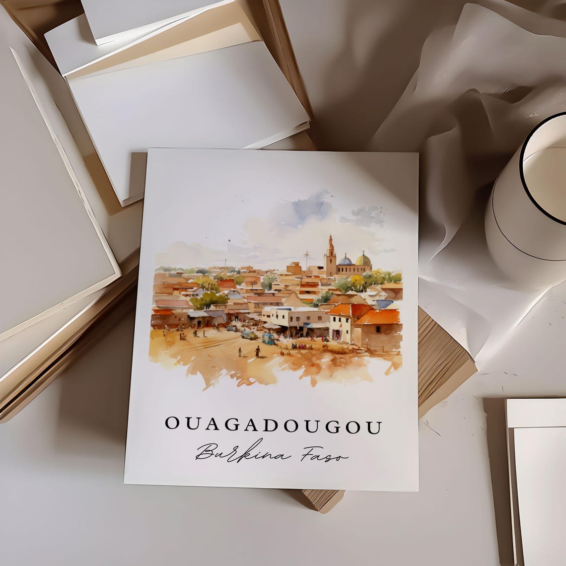 Ouagadougou Burkina Faso Art Print, Custom Text - Image 6