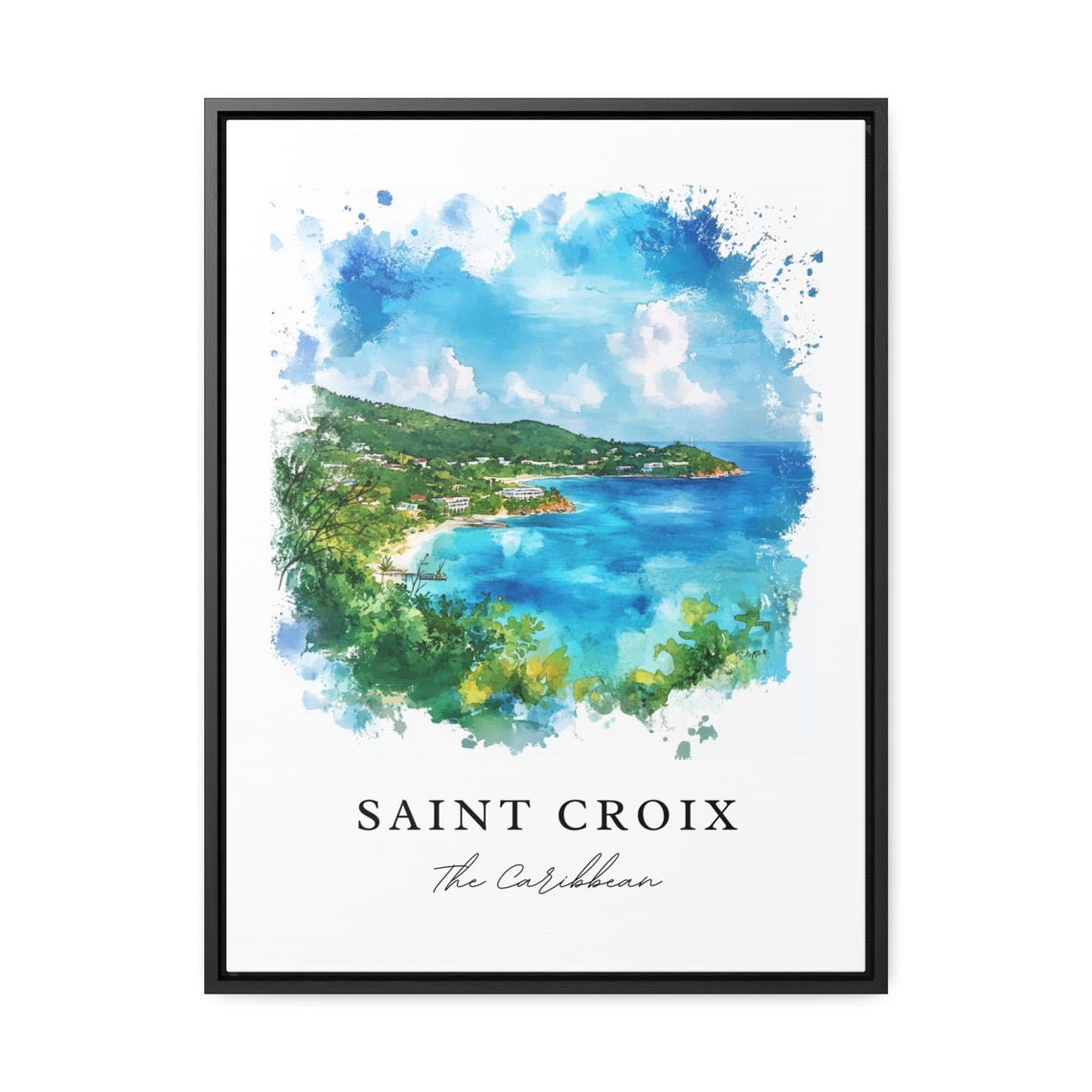 Saint Croix Caribbean Beach Bay Watercolor Island Scene Poster