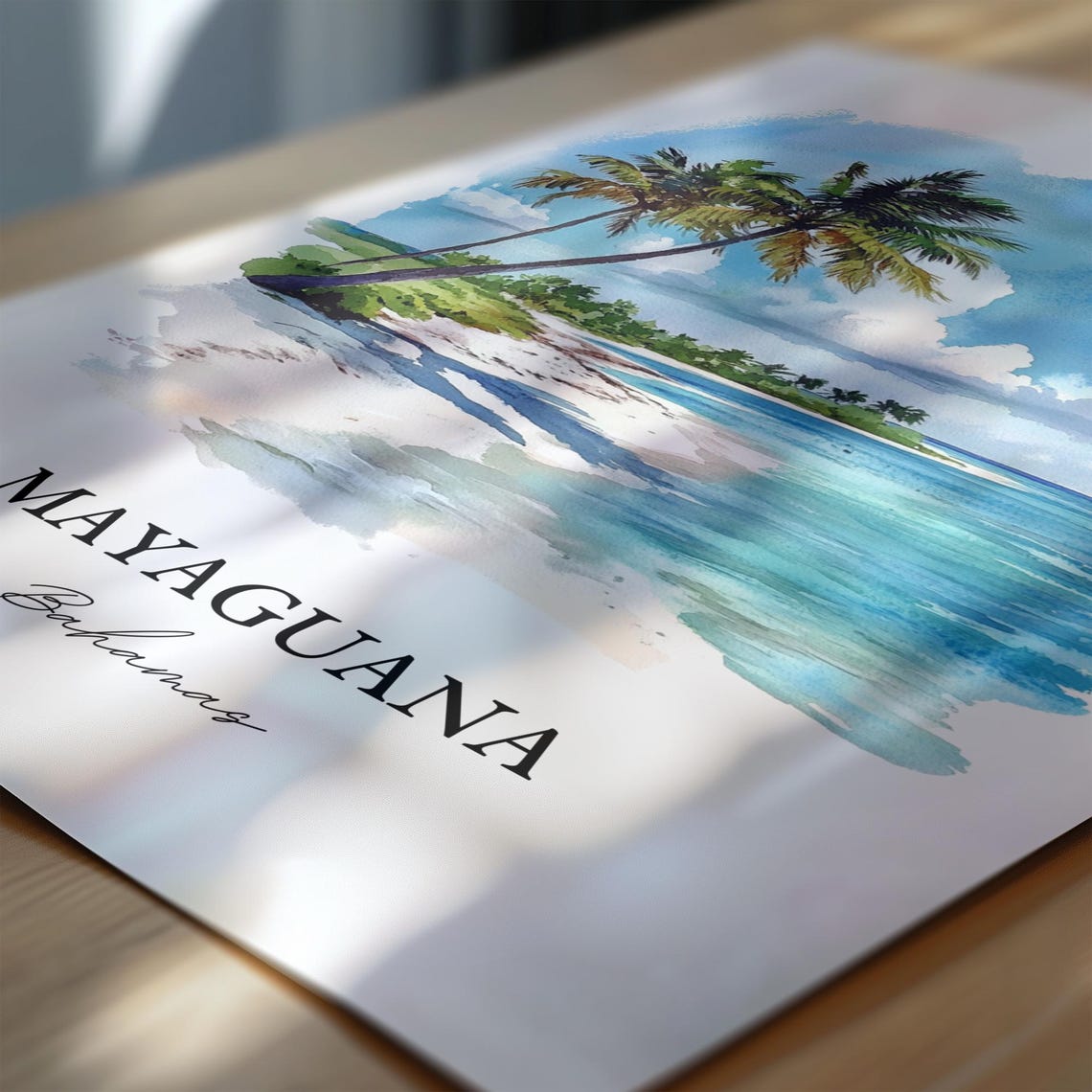 Mayaguana Bahamas Watercolor Palm Beach Tropical Shore Poster - Image 6