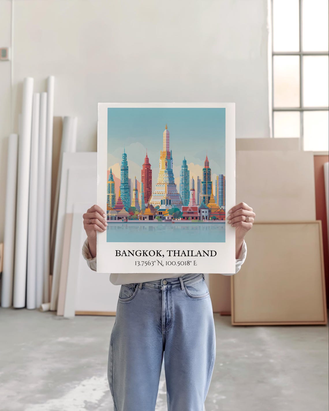 Bangkok Thailand Skyline Temple Skyscrapers Reflection Travel Poster - Image 4