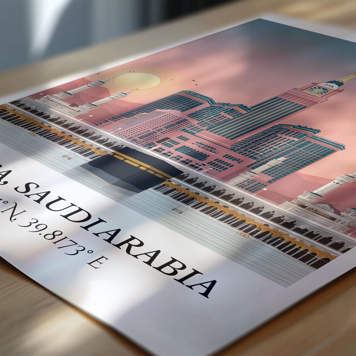Mecca Saudi Arabia Kaaba Clock Tower Sunset Retro Travel Art Poster - Image 6