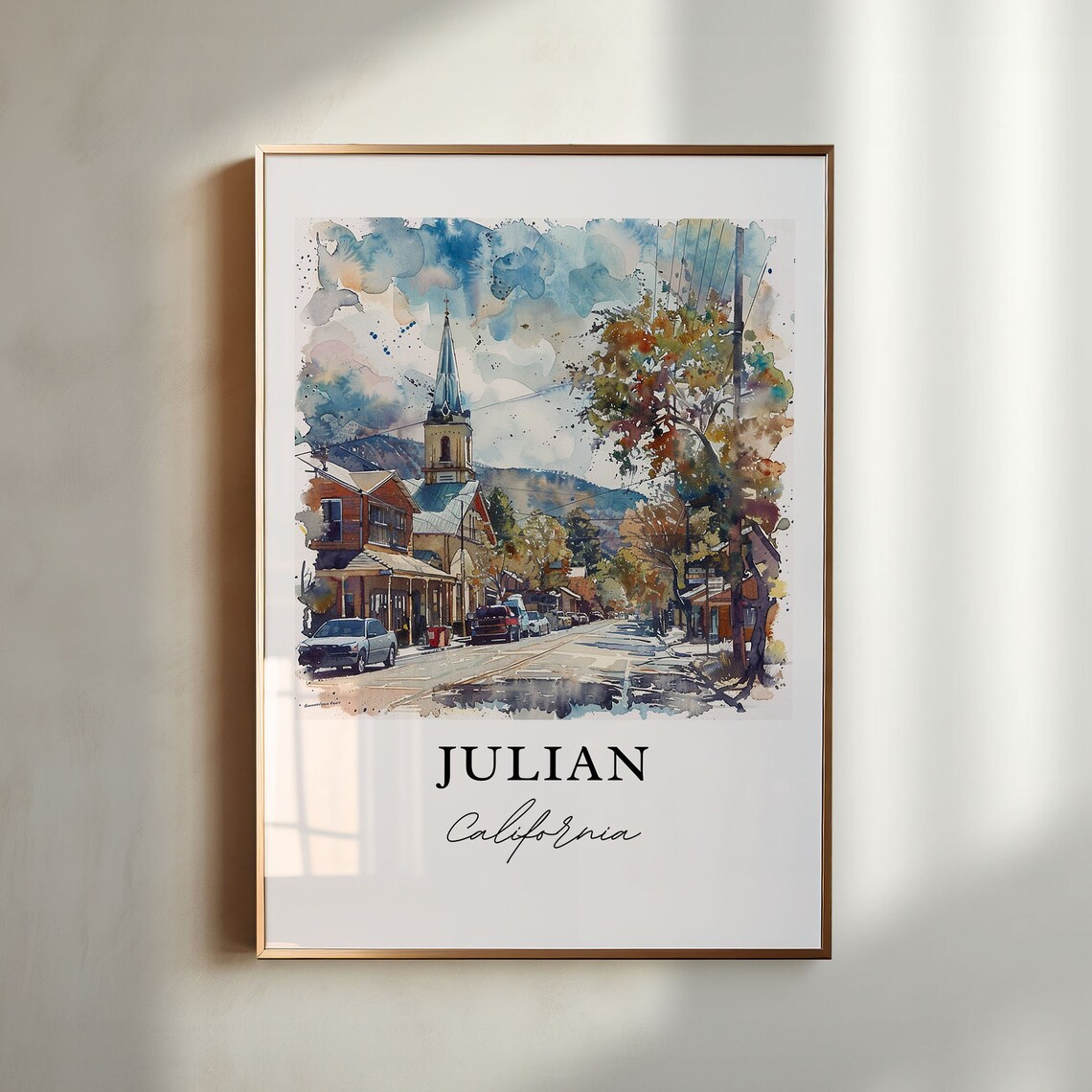 Julian California Watercolor Historic Main Street Church Poster