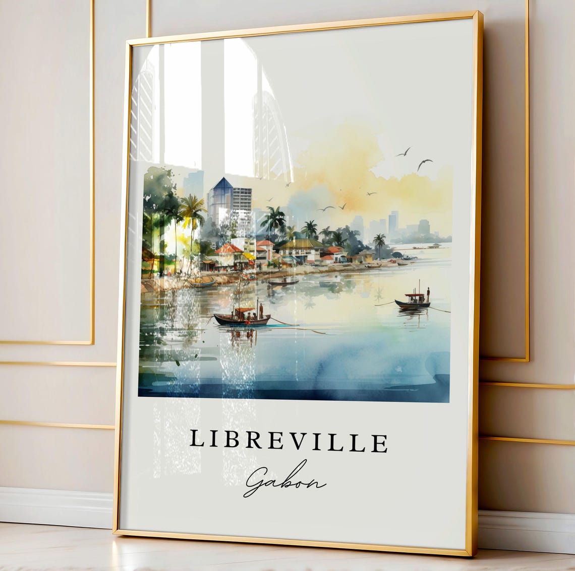 Libreville Gabon Wall Art Poster Wedding Gift Birthday Present Custom Text Personalized - Image 3