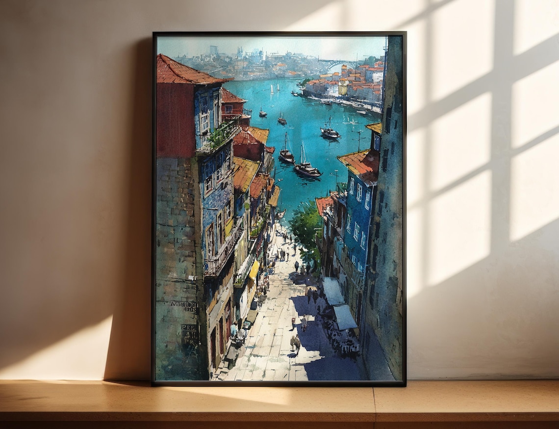Porto Watercolor Art Print, Portugal Travel Poster