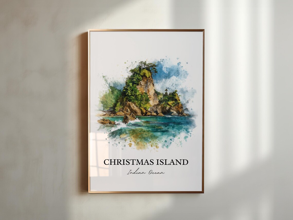 Christmas Island Indian Ocean Watercolor Island Landscape Poster - Image 5