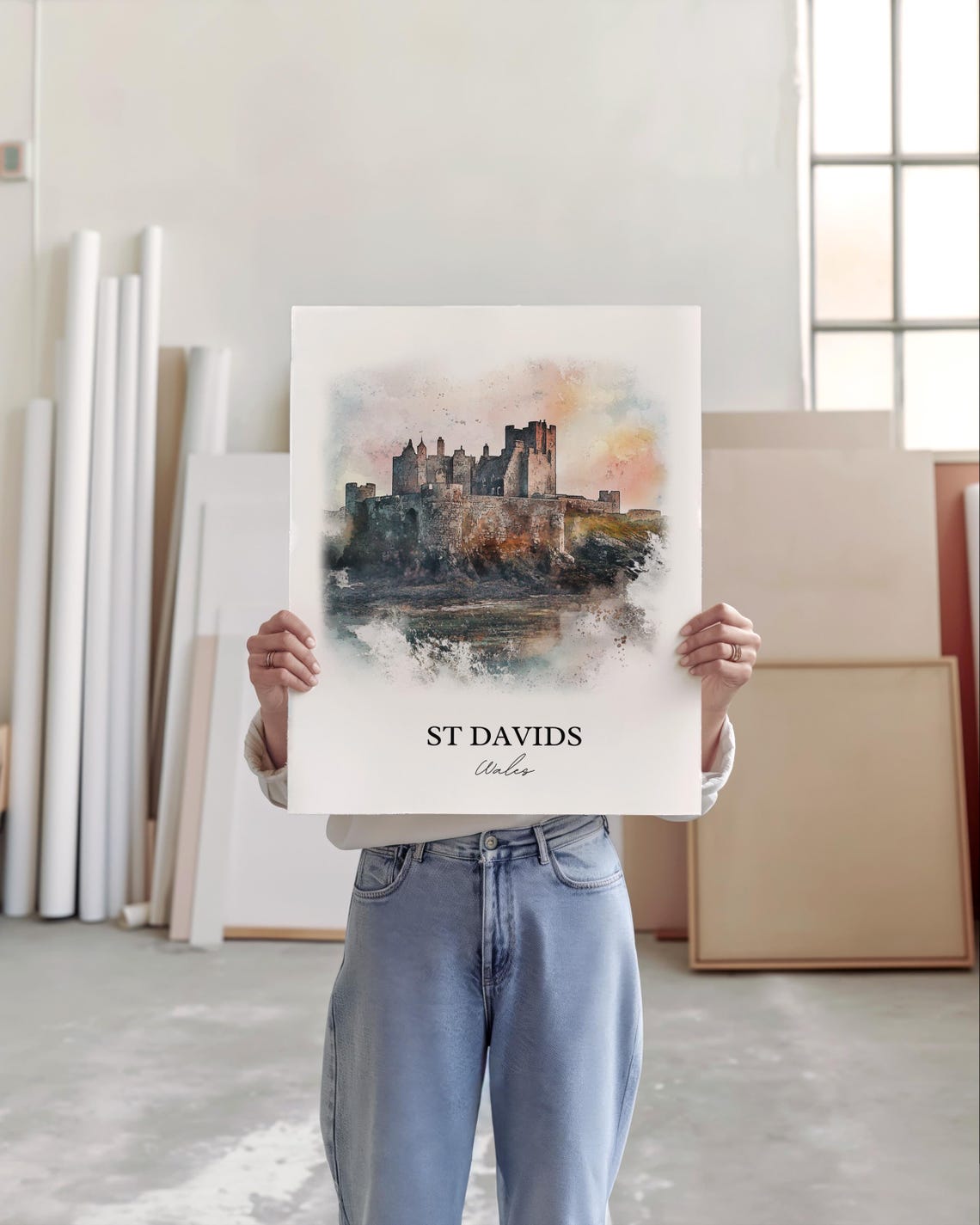 St Davids Wales Watercolor Travel Poster, Pembrokeshire - Image 4
