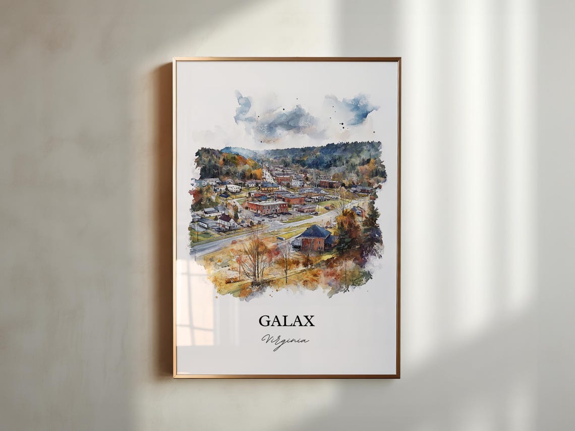Galax Virginia Town Overlook Valley Autumn Watercolor Travel Poster - Image 5
