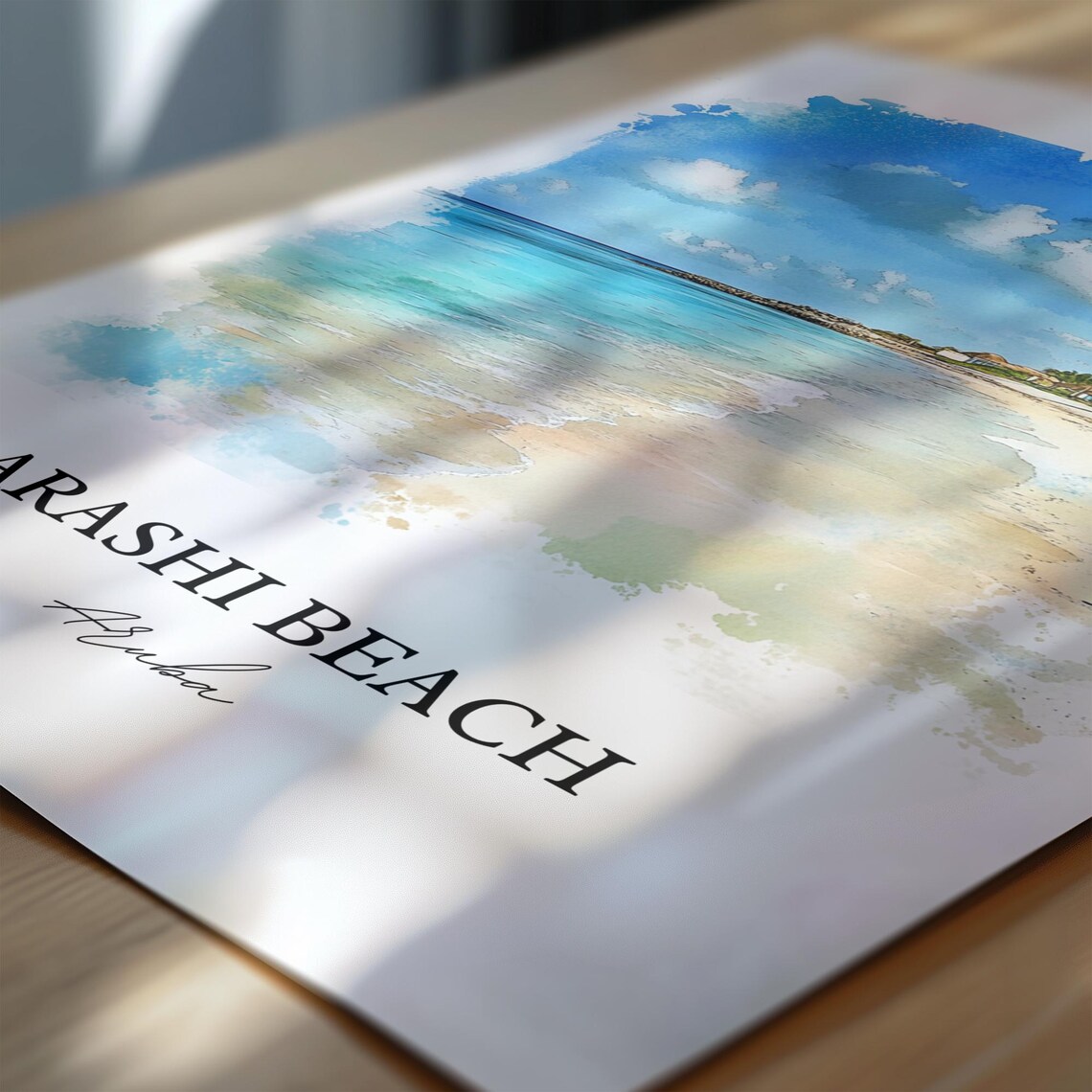 Arashi Beach Aruba Caribbean Palms Watercolor Tropical Poster - Image 6