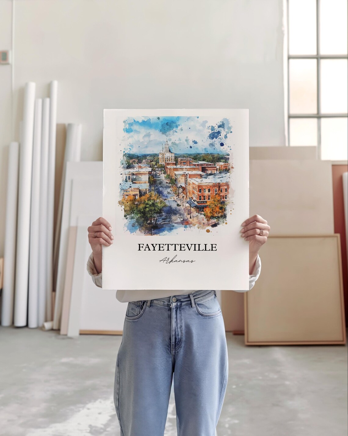 Fayetteville Arkansas Watercolor Travel Poster - Image 2