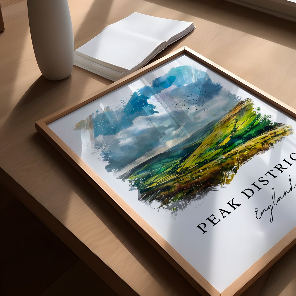 Peak District England Rolling Hills Watercolor Landscape Poster - Image 5