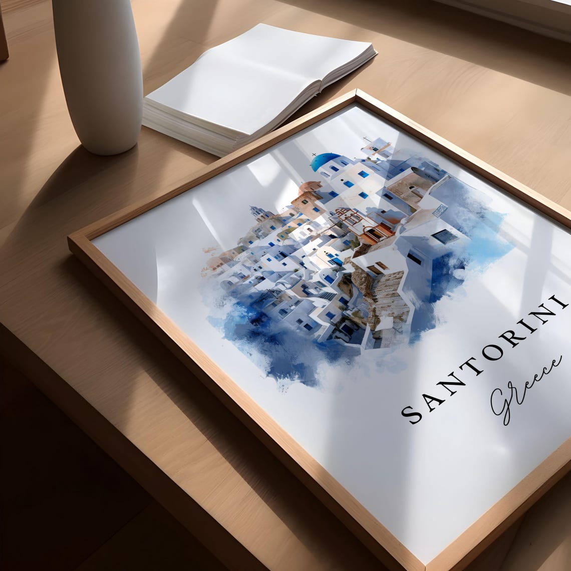 Santorini Greece Travel Poster, Custom Text - Image 5