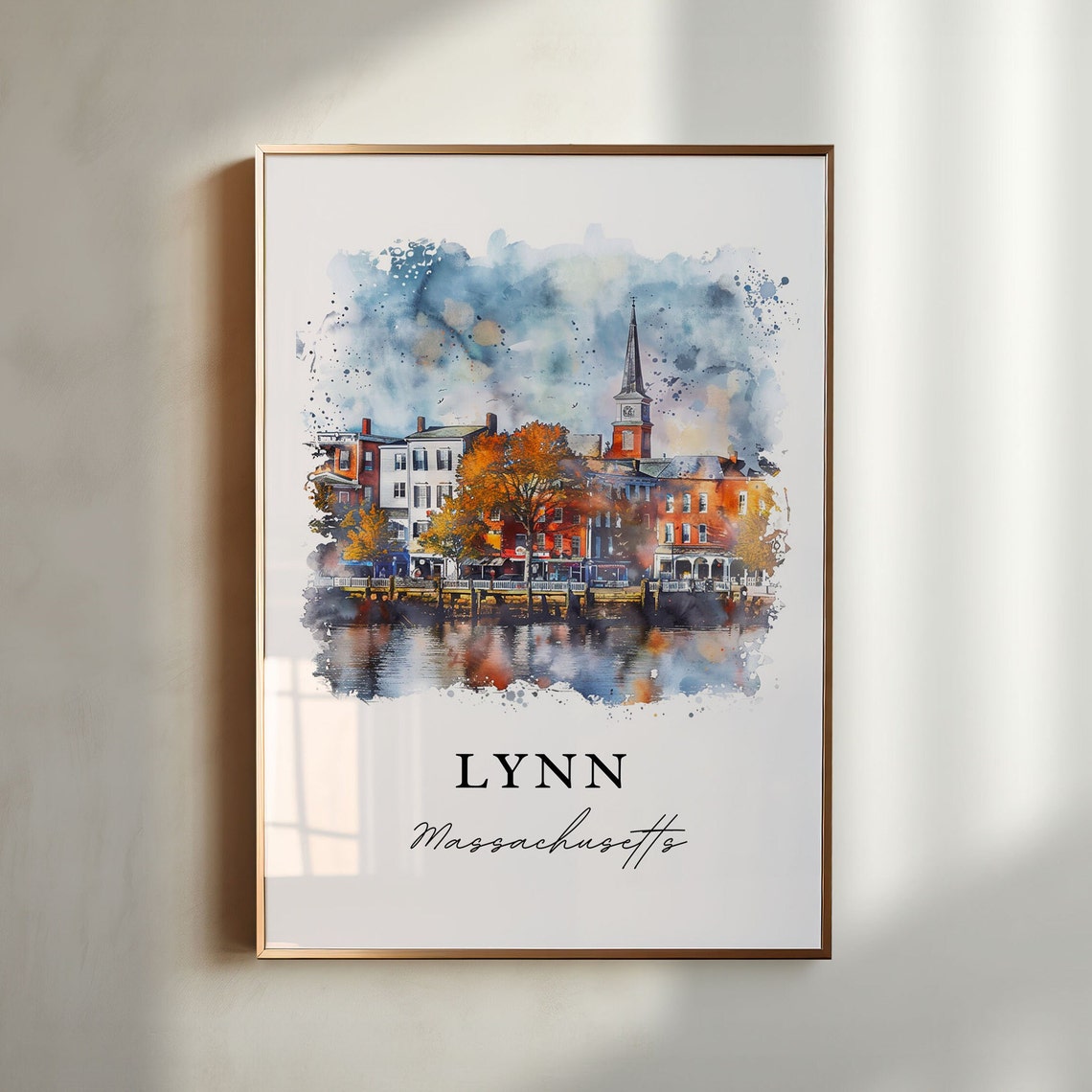 Lynn Ma Wall Art Lynn Massachusetts Print Essex County Ma Watercolor Art Lynn Ma Gift Travel Print Travel Poster Housewarming Gift