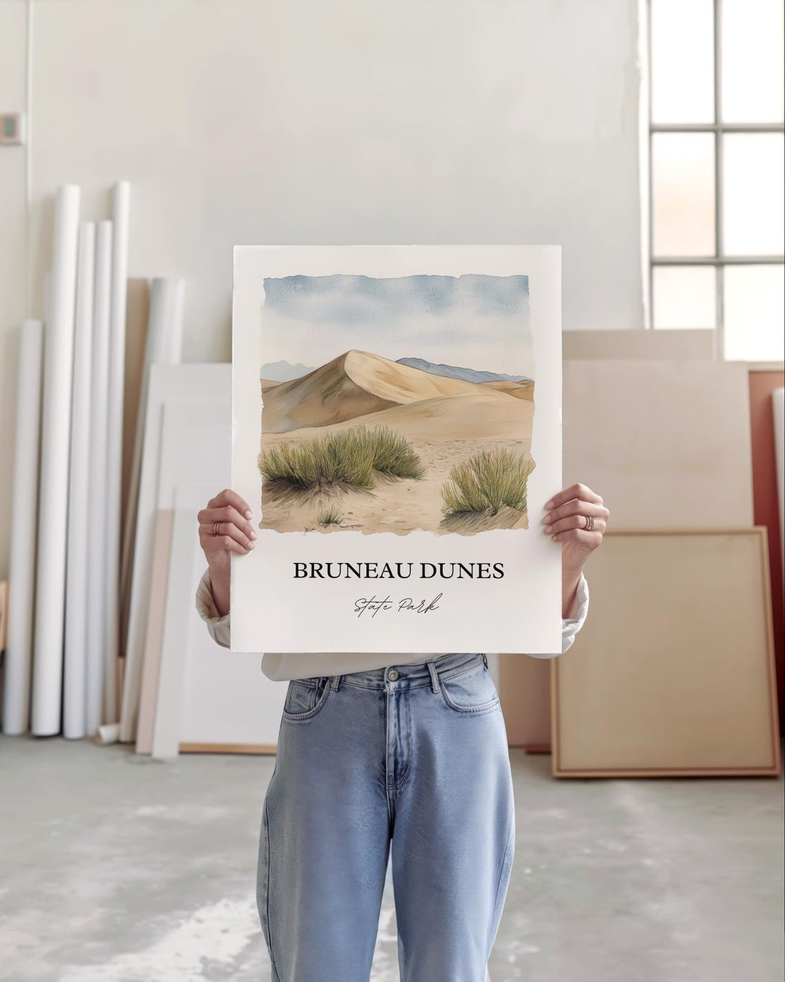 Bruneau Dunes Idaho State Park Desert Dunes Watercolor Poster - Image 4