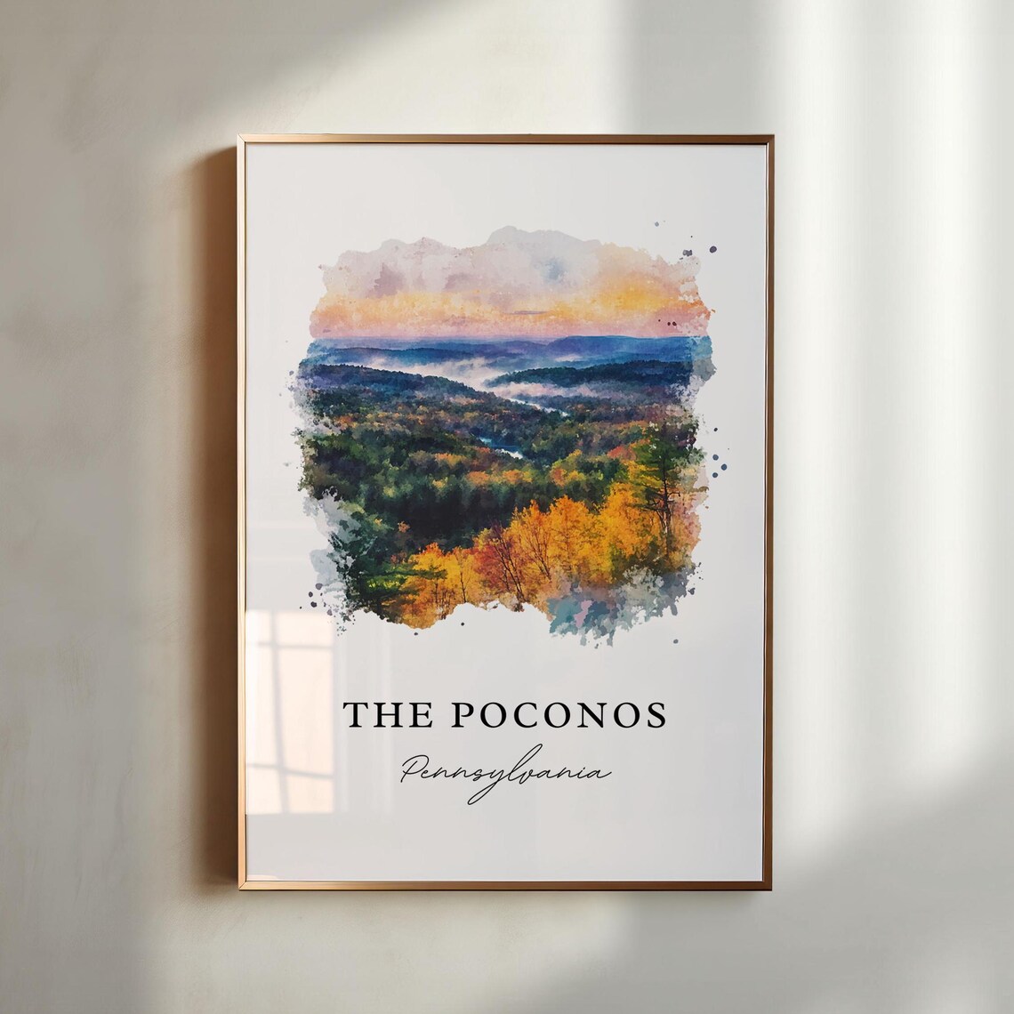 Poconos Pennsylvania Watercolor Travel Poster